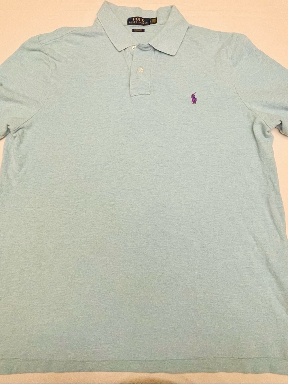 Polo by Ralph Lauren Pale Blue Polo with Purple Pony